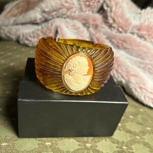 Amedeo Cameo Amber Resin Hinged Bracelet